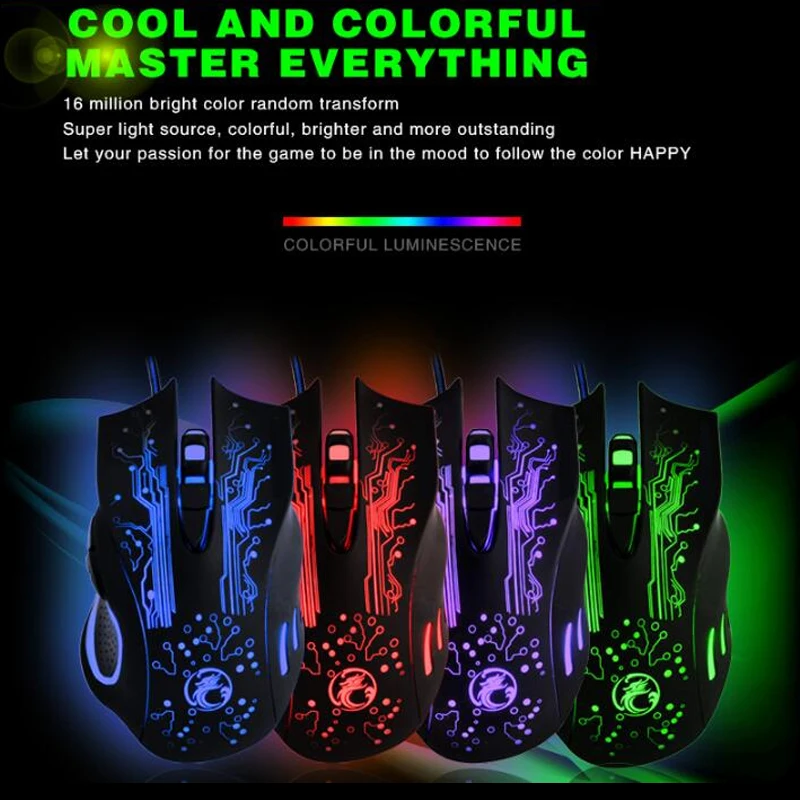 Проводная игровая мышь USB оптическая светодиодная подсветка для геймера 6 кнопок