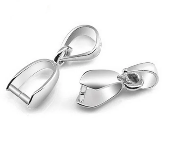 Free prata NEW 50PCS Size L 925 Sterling Silver Findings Bail Connector Bale Pinch Clasp Pendant Fittings | Украшения и