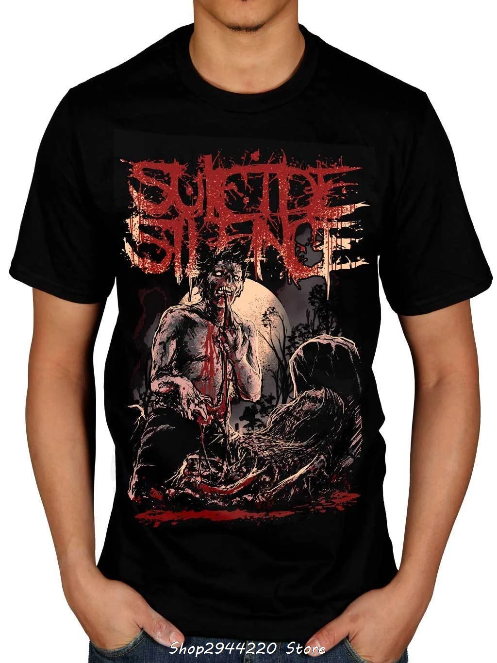 New 2017 Men'S Funny Suicide Silence Grave T Shirt Deathcore Rock Metal Band Hipster Tops Custom Tees | Мужская одежда
