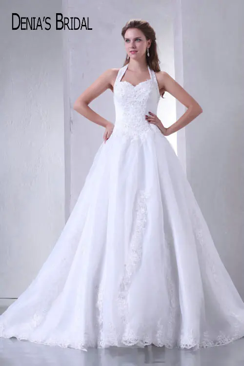 2017 реальные фотографии бальное платье с лямкой на шее аппликацией в пол длинным