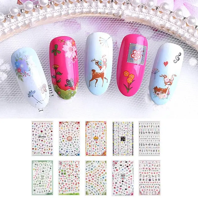 1 лист переводная наклейка для дизайна ногтей слайдер полное покрытие цветок