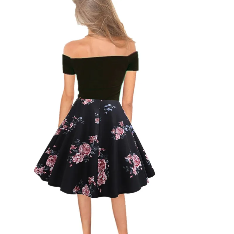 Новое винтажное платье с цветочным принтом для женщин 2019 летнее ретро рокабилли