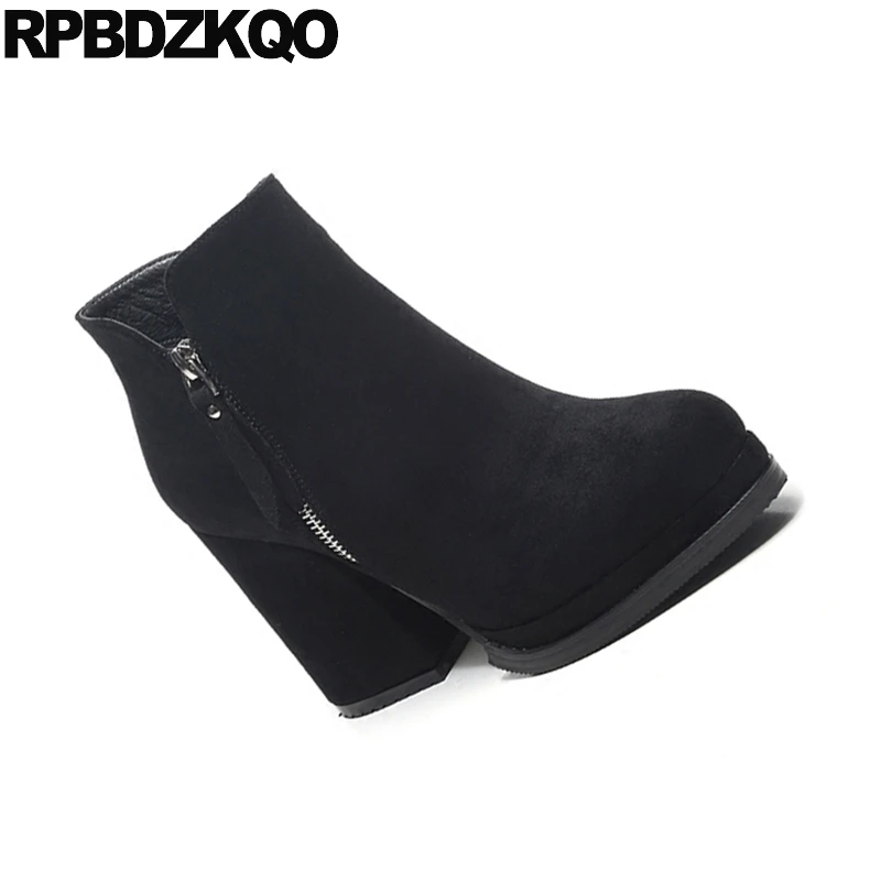 Женские ботинки зима 2017 молния ботильоны батильоны черный мода Размер 34 обувь