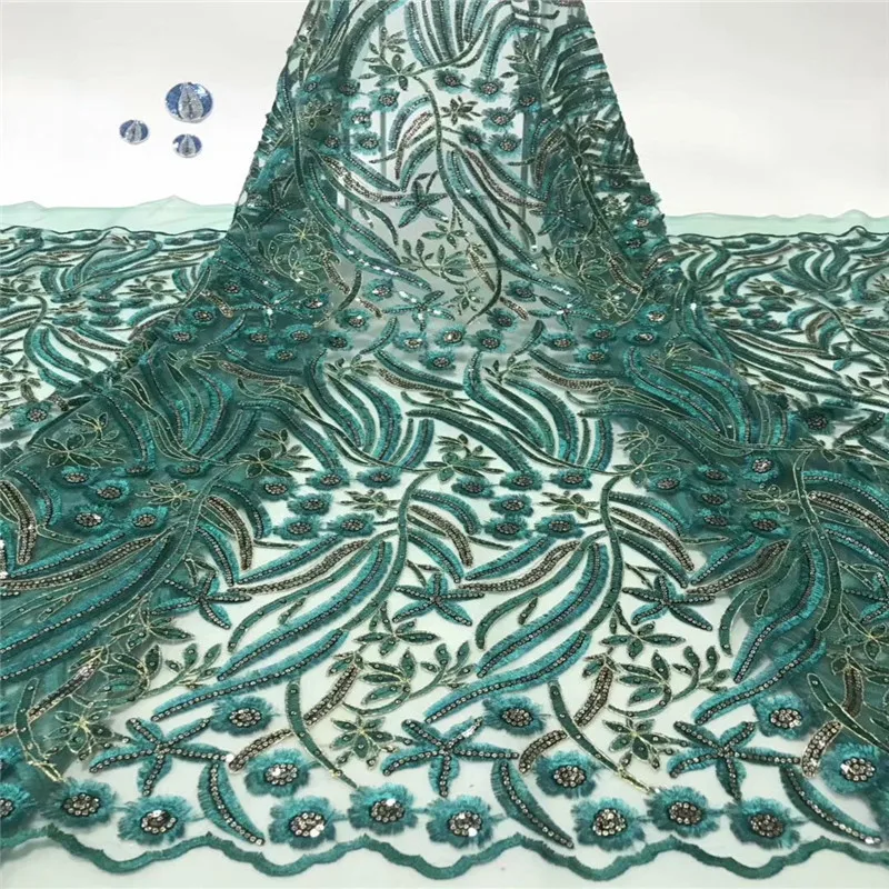 2019 Latest african sequence lace for wedding dresses Nigerian African tulle fabric with sequins 5 yards | Дом и сад