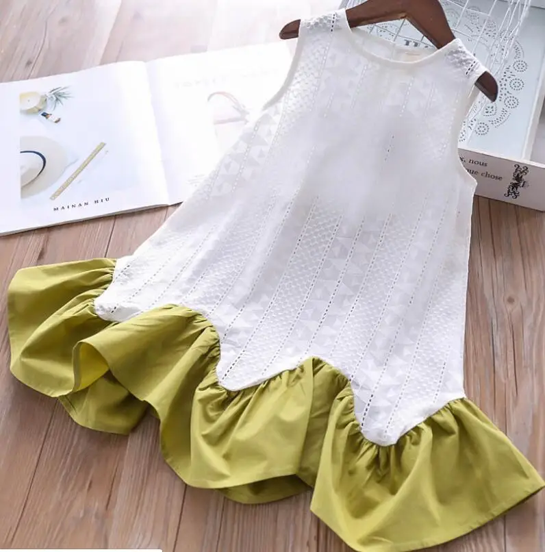 New 2019 Children Girls Summer Cotton Hollow Out Vest Dresses Baby Kids Fashion Dress 5 pcs/lot Wholesale Free Shipping | Детская одежда