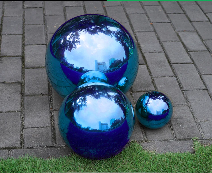 1 ШТ. 200ММ ШАР ИЗ ПОЛИРОВАННОЙ ЗЕРКАЛЬНОЙ НЕРЖАВЕЮЩЕЙ СТАЛИ С ГОЛУБЫМ БЛЕСКОМ ДЛЯ РАЗЛИЧНЫХ УКРАШЕНИЙ И ДЕКОРОВ.