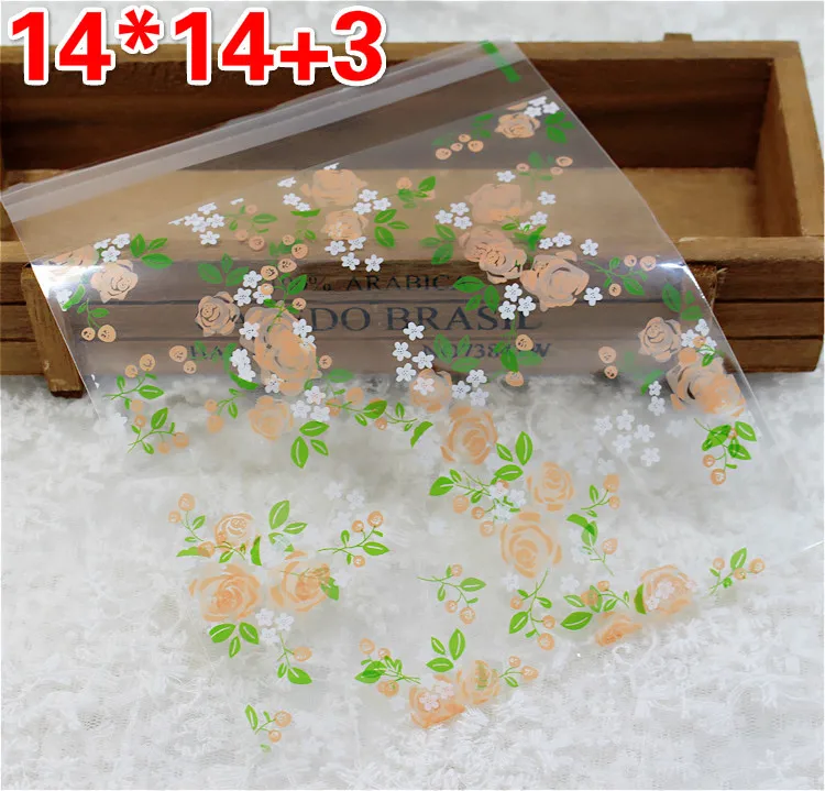 Clear Rose LBSISI Life 100 шт 14x14+ 3 см большие пакеты для печенья, самоклеящаяся упаковка, пластиковая упаковка для выпечки, Подарочный пакет для мыла - Цвет: Clear Rose