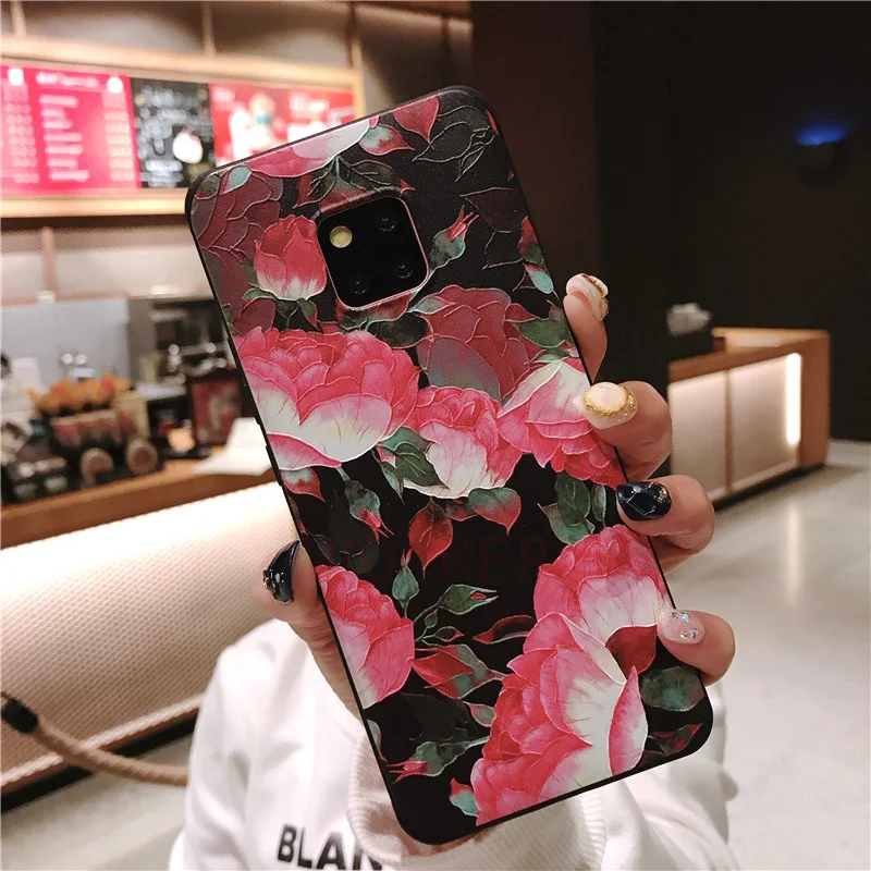3D цветок с тиснением и изображением силиконовый чехол для Huawei Y7 Y6 Pro Y5 Y9 P10 P20 P30 Mate 20 Lite Honor 10i 10 9 Lite 8X P Smart плюс
