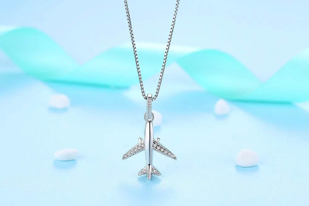 Мода 925 пробы Серебряная цепочка самолет Cubic Zirconia кулон Цепочки и ожерелья модные украшения, с кристаллами Цепочки и ожерелья s для Для женщин