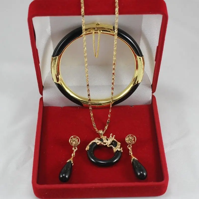 Free shipping 316 6 color bangle dragon pendant earring set can choose | Украшения и аксессуары