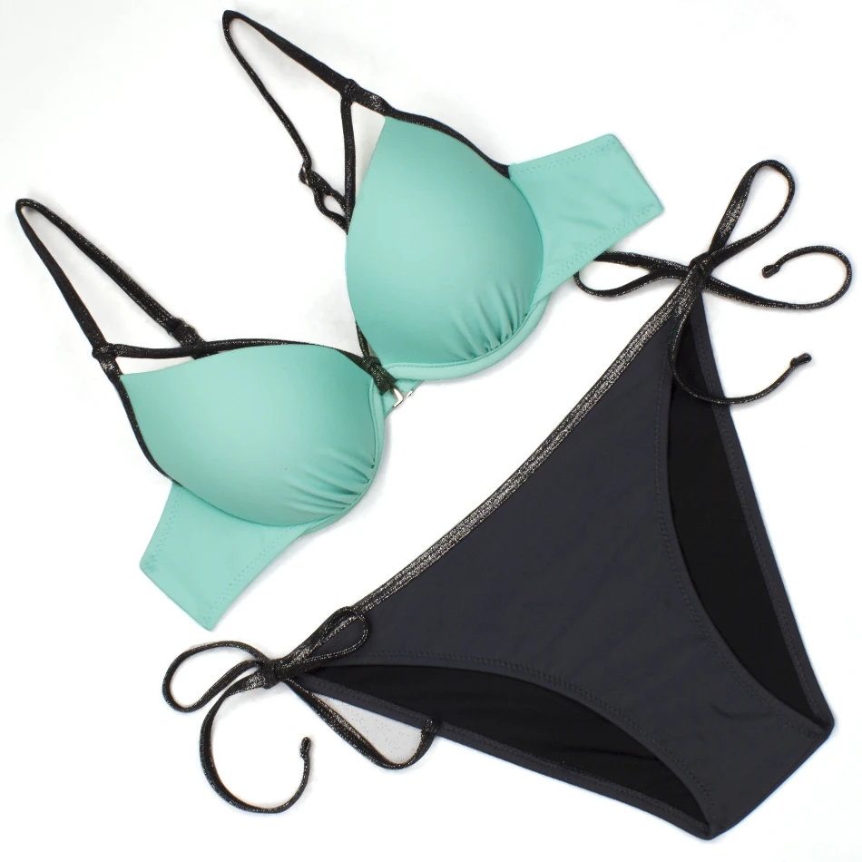 Женское бикини с пуш апом ESSV сексуальное перекрещенными завязками на шее пляжный
