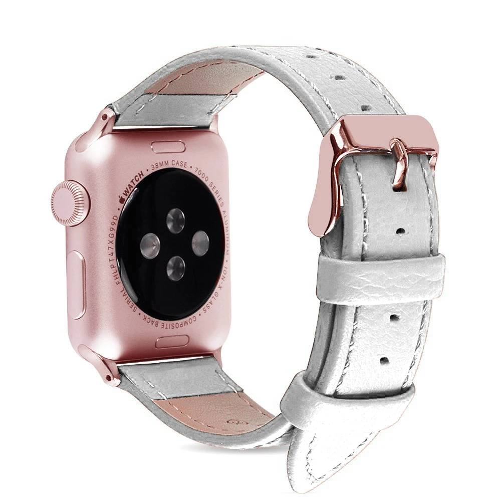 Черный розовый браслет из натуральной кожи ремешок для часов Apple Watch Band 42 мм 38