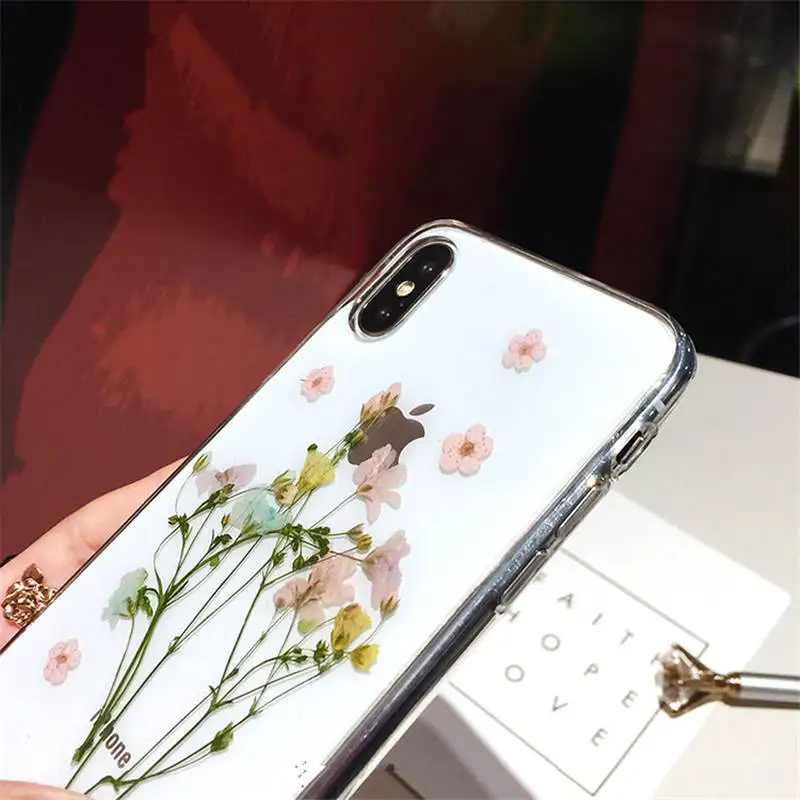 Epoxy Pressed Flower For Iphone 6 6s 7 8P X Xs Xr Xsmax Tpu Transparent Anti-Drop Mobile Phone Case |