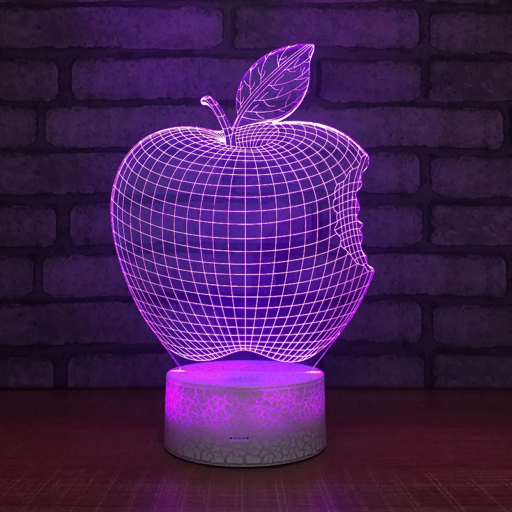 7 видов цветов креативный 3D Apple ночник USB Led сенсорный переключатель домашний
