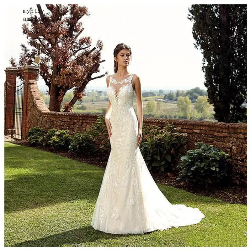 Дешевые Тюль Русалка свадебное платье 2020 Vestidos De Novia винтажное сексуальное с