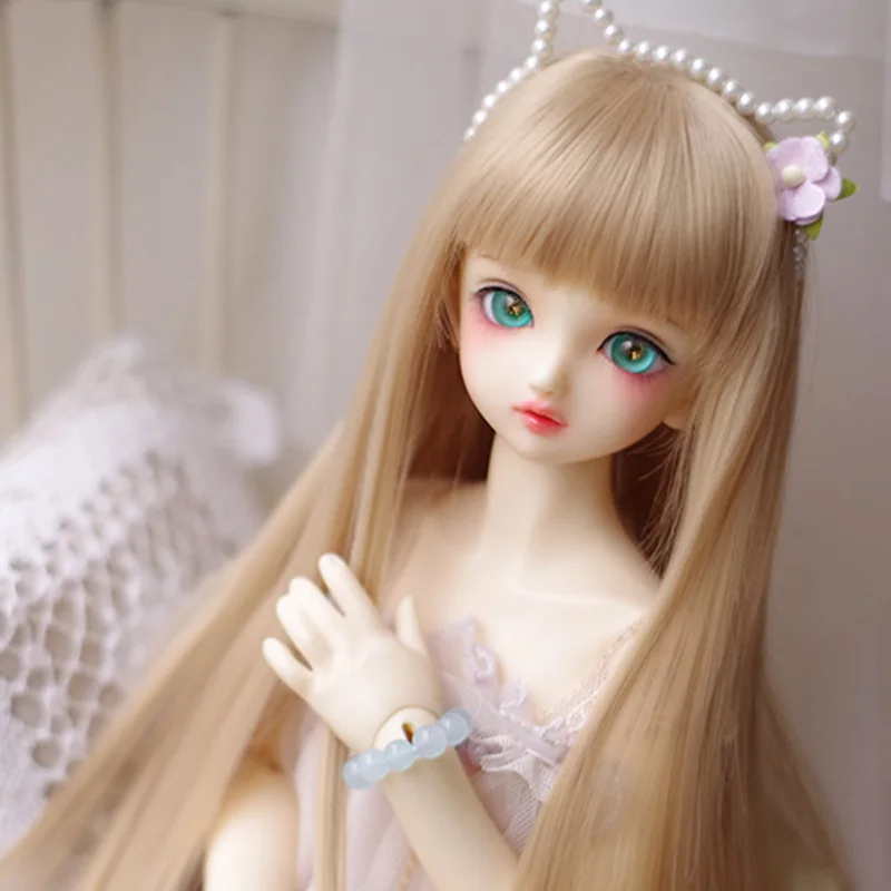 

1 шт. светлые прямые волосы BJD длинные/3 1/4 парик для шарнирной куклы