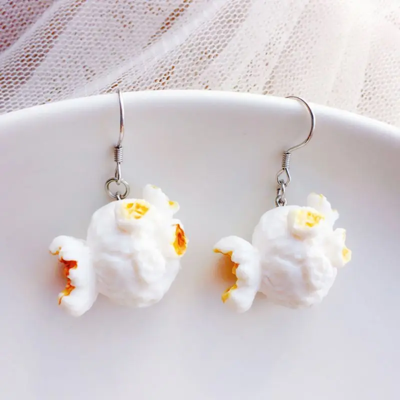 1 пара, новинка, забавный попкорн, жареная курица, пища, висячие серьги, женские креативные модные украшения, подарки для друзей