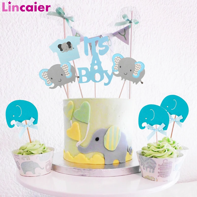 Babyshower мальчик девочка слон капкейк Топпер детский душ фото стенд реквизит пол