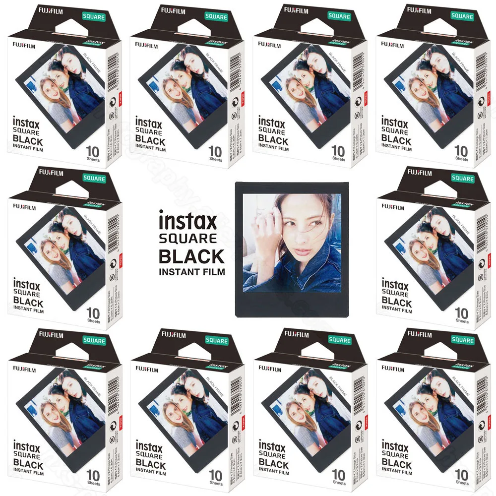 10 100 листов Fujifilm Instax Square Instant Film Black для камеры Fuji SQ10 SQ6 смартфона Share SP 3 принтер