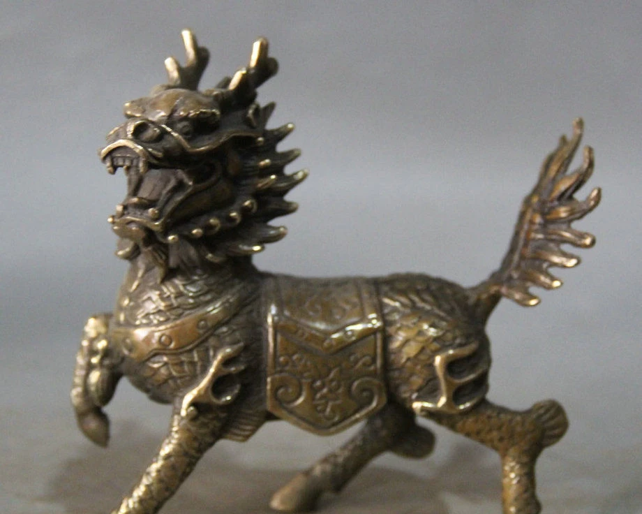 Zmrui 6 &quotКитайский фэн-шуй фолк медный Дракон зверь Kylin статуя животного