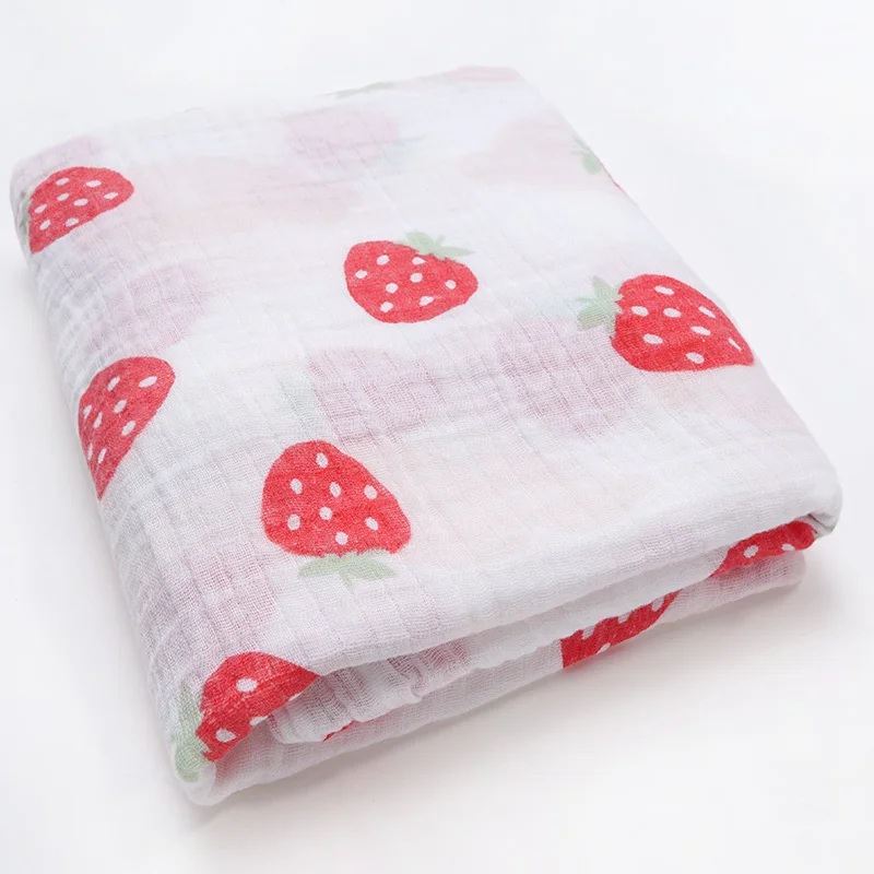 strawberry Хлопковое детское одеяло для новорожденных, для фотосессии, с принтом, Infantil, для маленьких мальчиков и девочек, для сна, пеленание, подгузники из муслина, Детские аксессуары - Цвет: strawberry