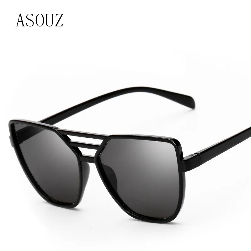 

ASOUZ new fashion ladies sunglasses classic retro brand design oval men's glasses UV400 driving black sunshade sunglasses