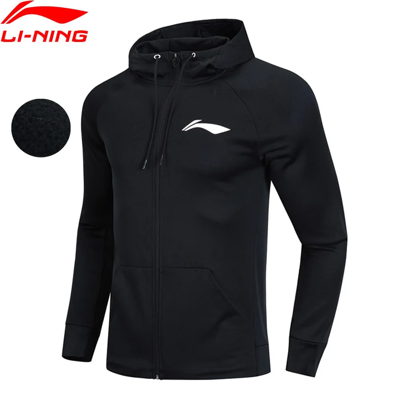Li-Ning Мужская баскетбольная толстовка с капюшоном, теплый флис, полиэстер, обычная посадка, застежка-молния, подкладка, спортивный свитер AWDN877 COND18