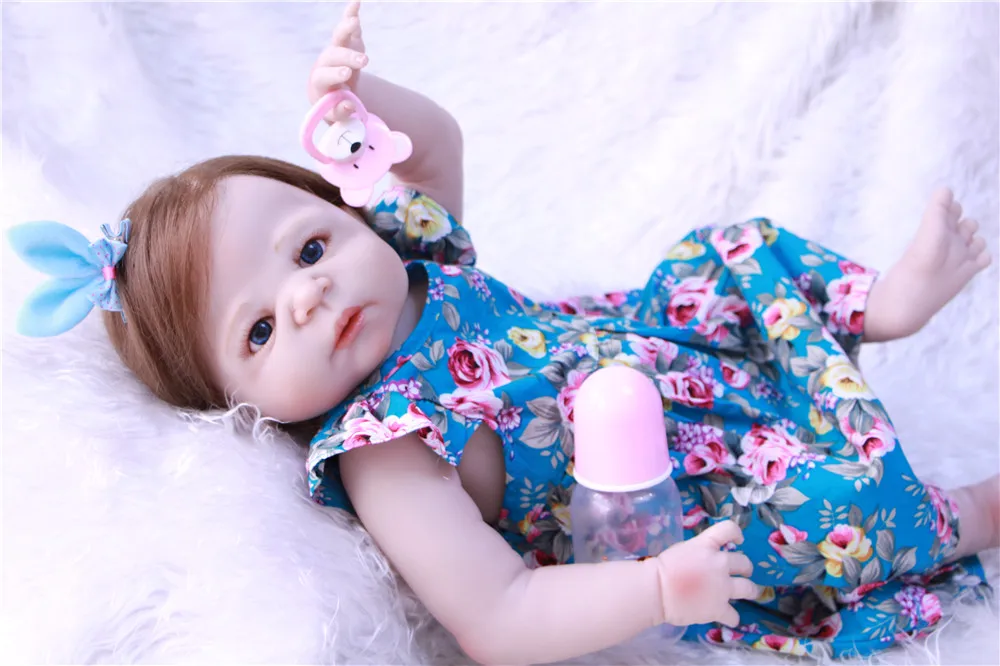 Силиконовая кукла reborn Baby для девочек 57 см милый волокнистый волос высокое