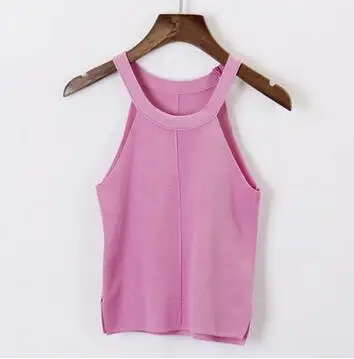 Новый Модный женский Трикотажный жилет короткий дизайн майка на бретельках