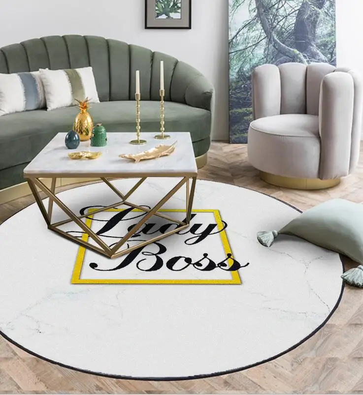 Round Carpet Geometric Pattern Printed Soft Carpets Anti-slip Rugs Computer Chair Mat Floor for Home Decor Kids Room | Дом и сад