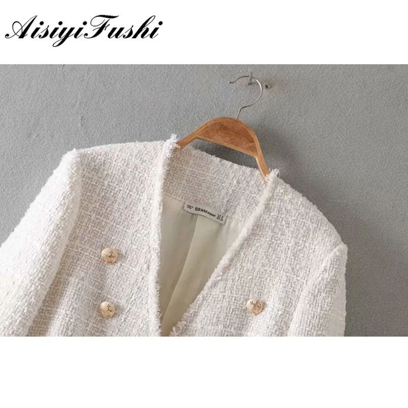 AISIYIFUSHI White Spring Jacket Women Blazers and Jackets 2020 Summer Casual Long Sleeve Loose Blazer Formal | Женская одежда