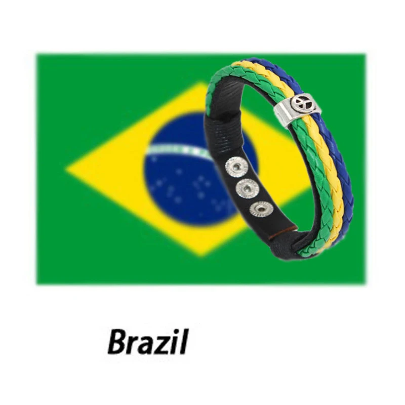 2018 Hot France Flags Sports 3Strands Rope Braided Surfer Leather Bracelet Women &amp Men Sport Bracelets For World Cup National |