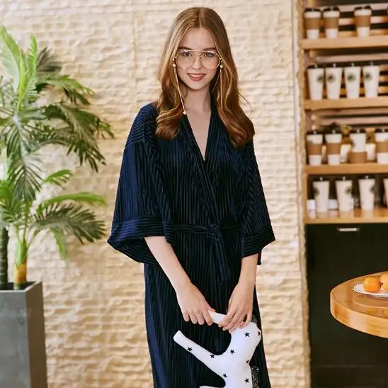 Высококачественная Женская одежда для сна Fdfklak золотистая бархатная осенне