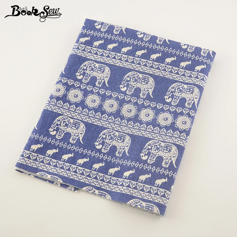 Booksew Home Textile Thailand Style Elephant Design Cotton Linen Dark Blue Fabric Sewing Tissu For Bag TableCloth Curtain Pillow|fabric sewing|blue