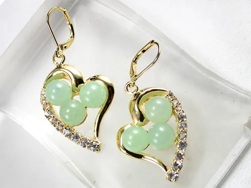 

Latest Round Jade With Heart-shape Stud Earring 8mm