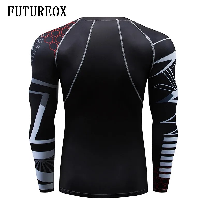Compression Shirt FUTUREOX Personality 3D Printed Flower Arm Long Sleeve Set Fitness MMA Quick-drying Top Equipment | Мужская одежда