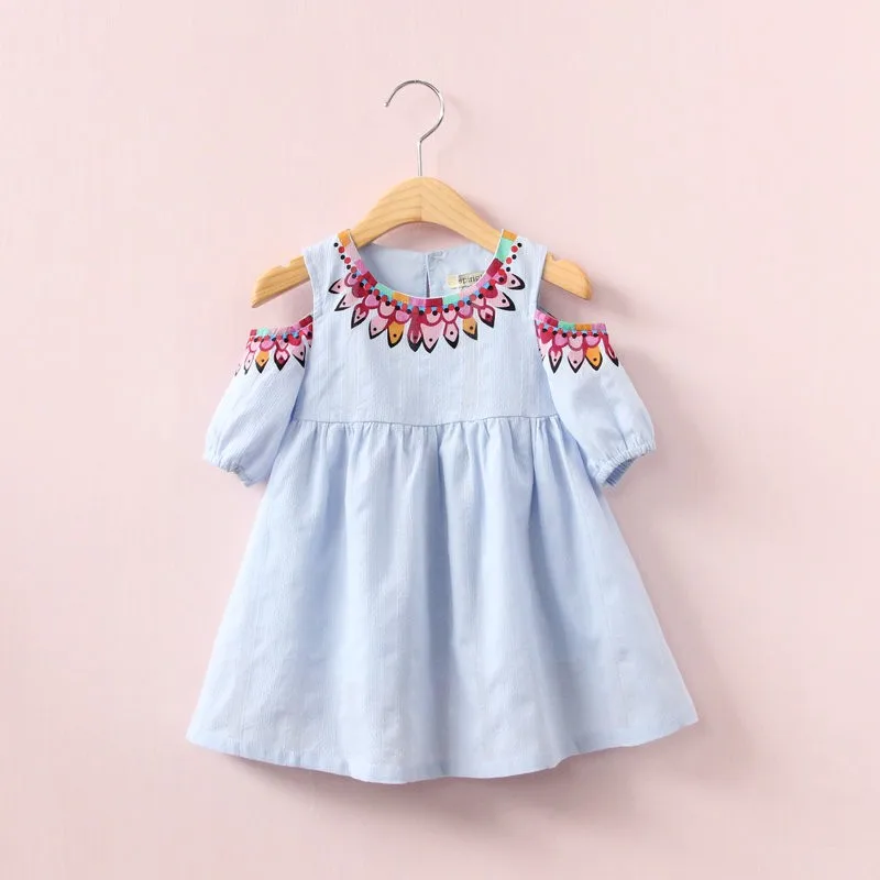 2019 kids dress for girl fashion spring Print strapless cotton clothing princess casual | Детская одежда и обувь