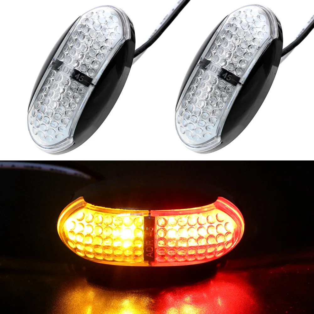 

LEEPEE For Truck Trailer 2pcs 4 LED Red Yellow DC 10V-30V Signal Light Car Side Marker Light Dark Warning Car-Styling