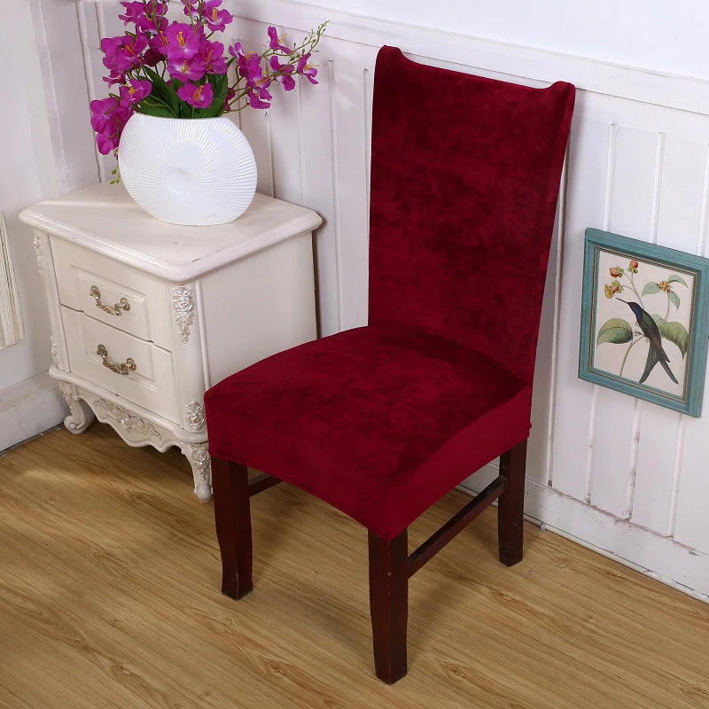 

Spandex Stretch Flannel Plush Anti-dirty Removable Dining Chair Covers Washable Elastic Chair Seat Protecter Case for Banquet