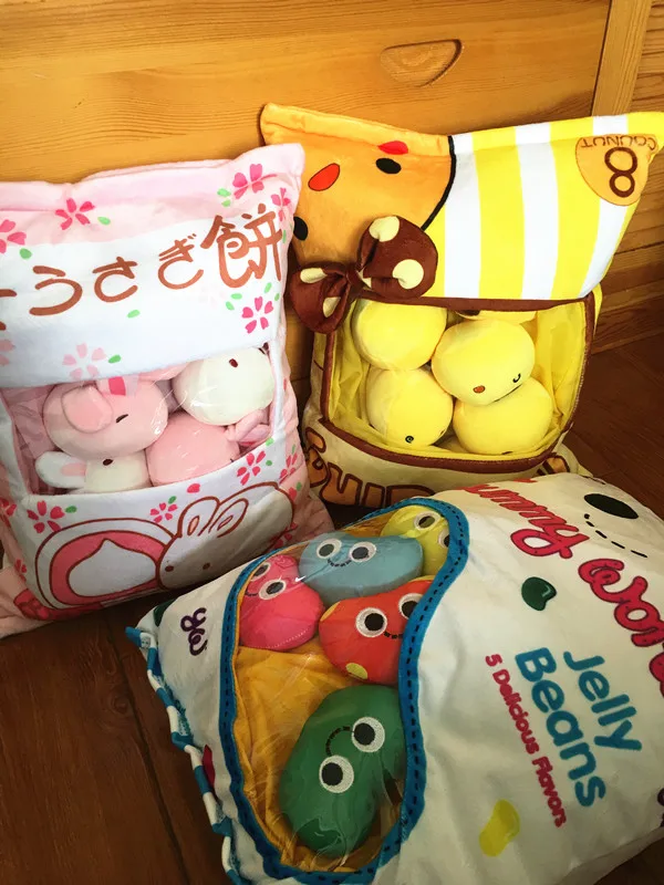 Сумка с плюшевой мультяшной Свинкой, собаками, кошками, пудингом, подушкой, пончиком, хлопковой конфетой, креативные Мягкие плюшевые подушки, рождественский подарок, украшение, кукла