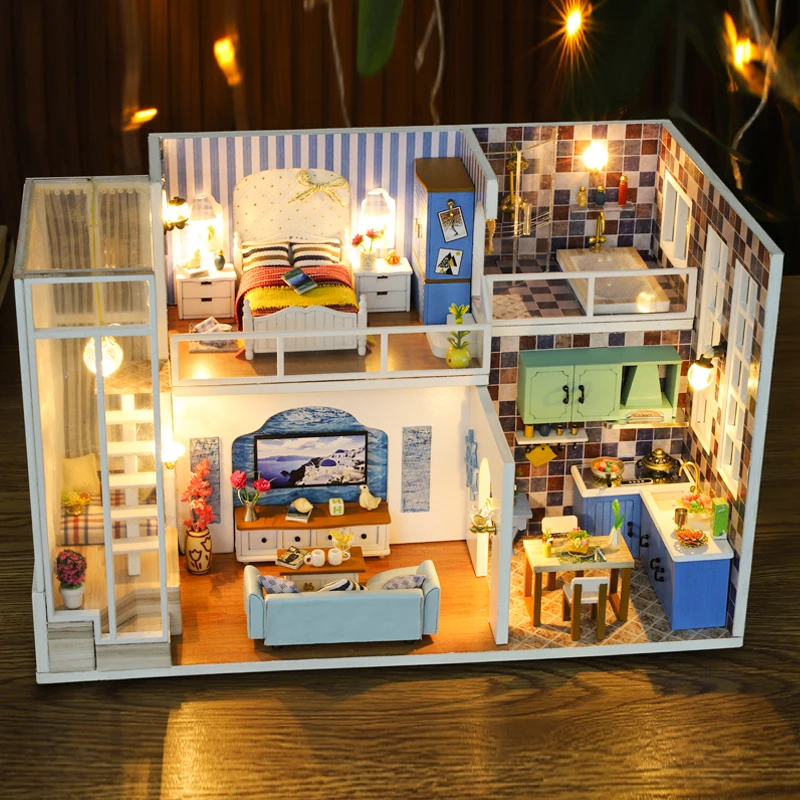 

Cutebee Doll House Furniture Miniature Dollhouse DIY Miniature House Room Box Theatre Toys for Children Casa De Boneca J19