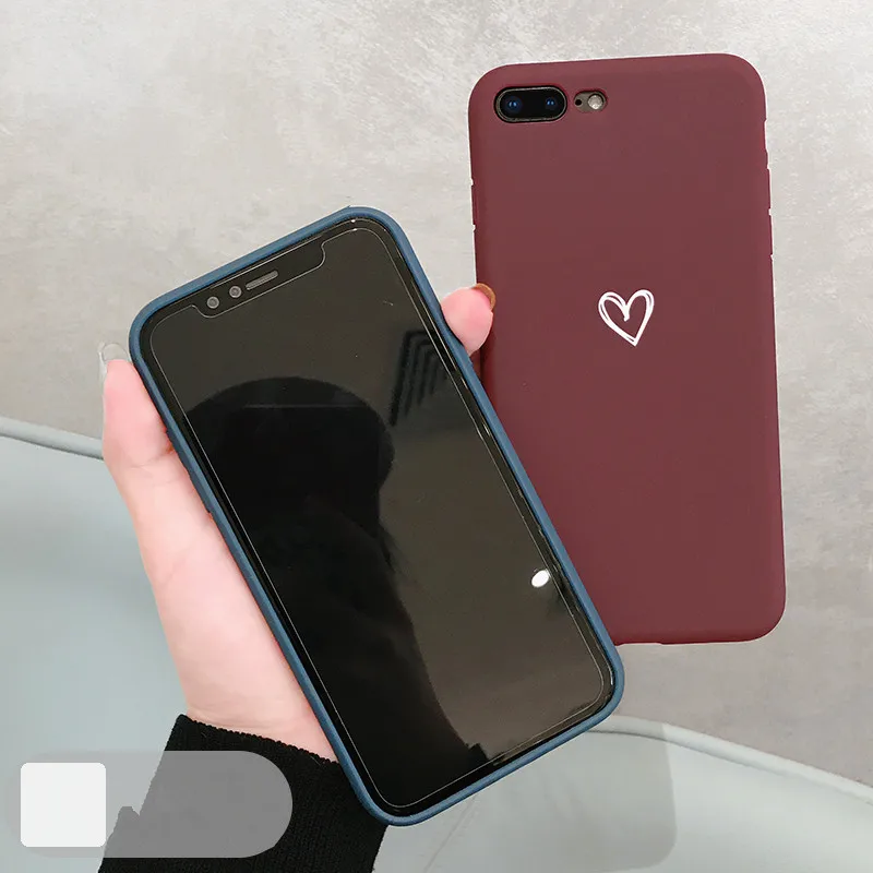 Матовый чехол для телефона iphone X XR XS Max love heart мягкий из ТПУ 6 6s 7 8 plus задняя крышка |