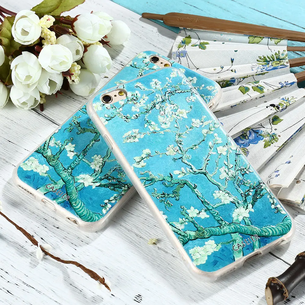 Чехол CASEIER для iPhone 7 8 6 6s Plus Винтажный чехол с цветочным рисунком и масляной