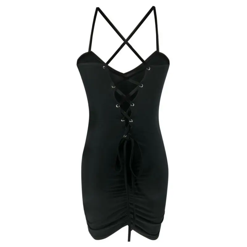 

Women 2019 Summer Boho Backless Spaghetti Strap Bandage Mini Dress Evening Party Cocktail Beach Sundress
