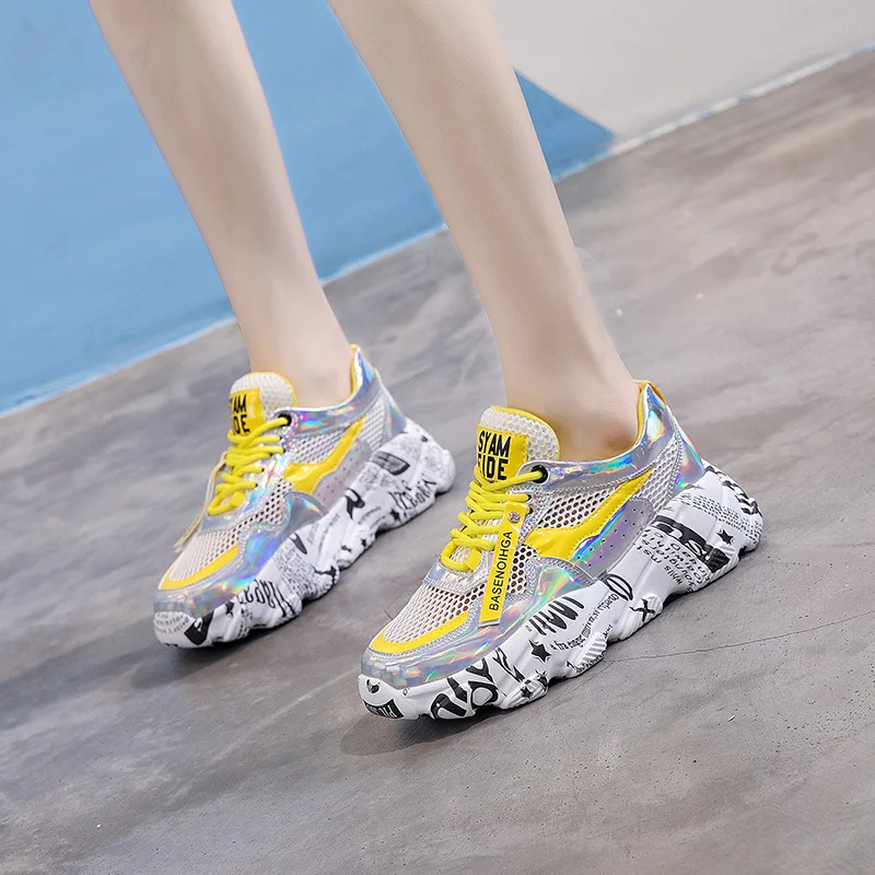 Повседневная обувь Женские сетчатые кроссовки на массивной платформе zapatos de mujer