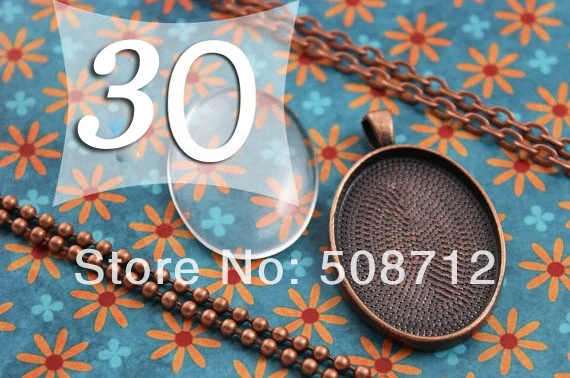 30 наборов DIY 22x30 мм Набор подвесок античный медный овальный поднос с подходящей