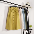 Женская плиссированная юбка до колен, элегантная юбка средней длины на пуговицах, с высокой талией, лето-осень, 2018