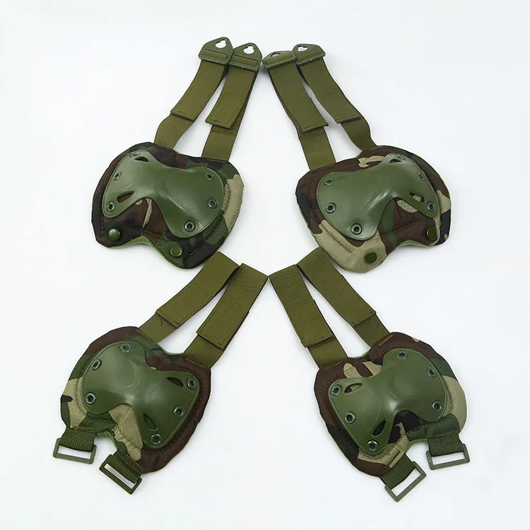 Woodland Camo Тактическая защита для пейнтбола, наколенники и налокотники, защитные накладки, военный страйкбол, охотничий набор наколенников и налокотников - Цвет: Woodland Camo