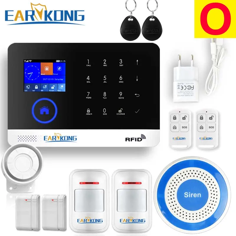 O Wifi GSM сигнализация GPRS RFID TFT экран сенсорная клавиатура Английский Русский Испанский Немецкий польский итальянский французский Android приложение IOS - Цвет: O