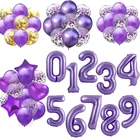 Украшения для дня рождения, 40 дюймов, фиолетовый, воздушные шары из фольги в виде цифр латекс, декоративный шар